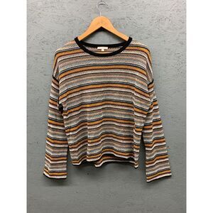 Lisa Todd Sweater Pullover Open Knit Striped Women’s Size XS‎ Round Neck Top